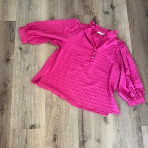 Elegant Fuchsia Blouse with Ruffled Collar